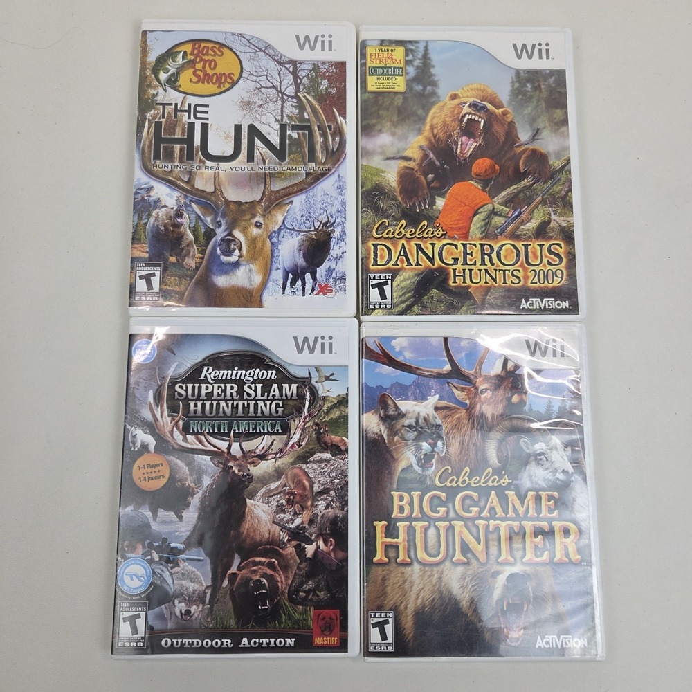 Nintendo Wii Hunting Games Lot (4) Cabela's Remington Bass Pro Shops Excellent